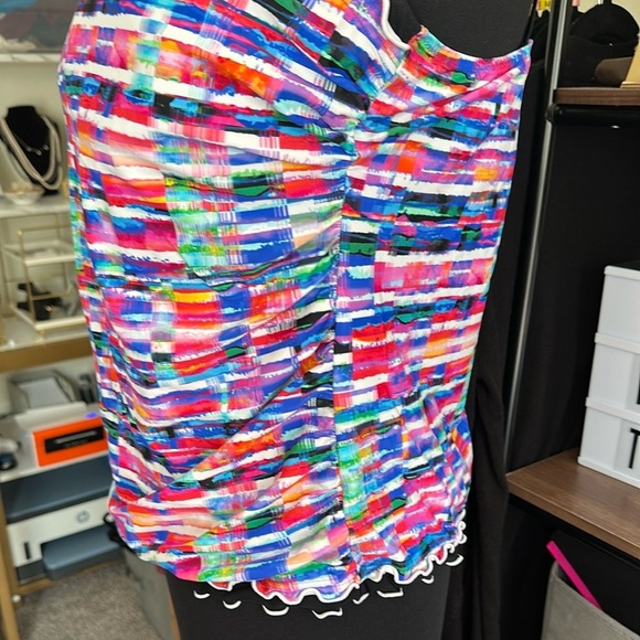 Profile By Gottex Multi Color Tankini Top Size 18W - Picture 5 of 9